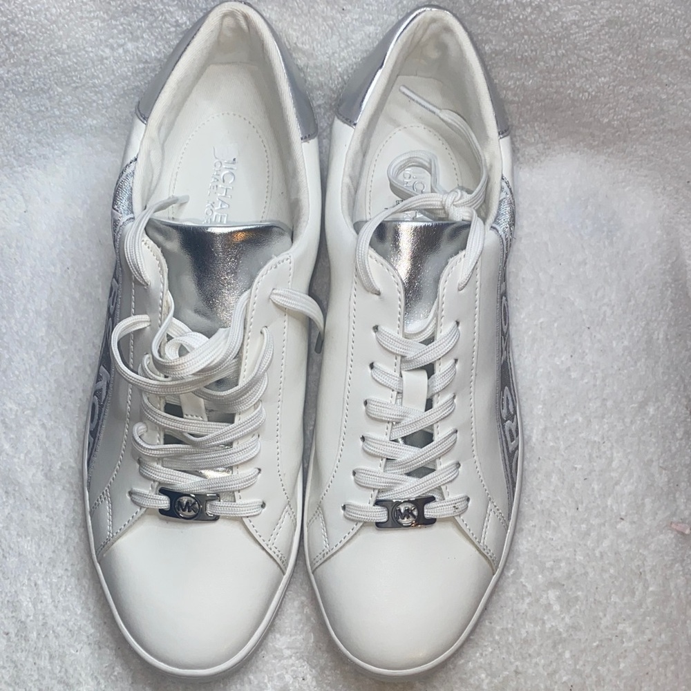 Michael Kors White Sneakers with Silver Accents